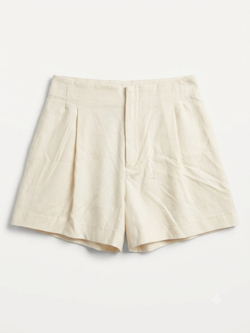 Zara high-waisted pleated tailored shorts- Cream